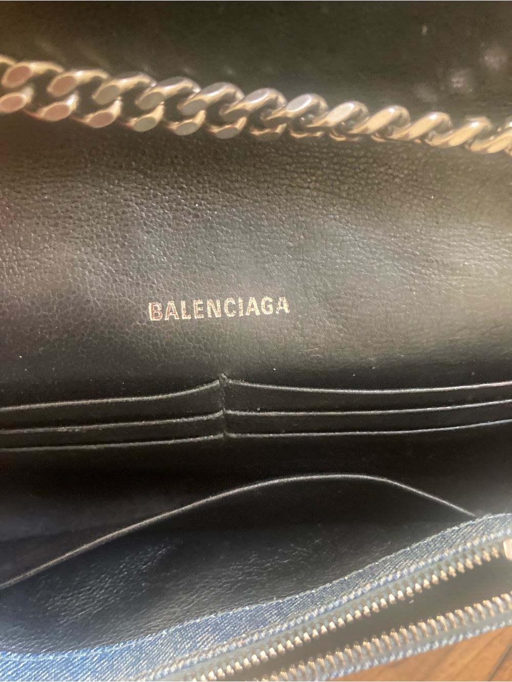 Balenciaga Hourglass Denim Light Blue Chain Crossbody Bag - Picture 6 of 7